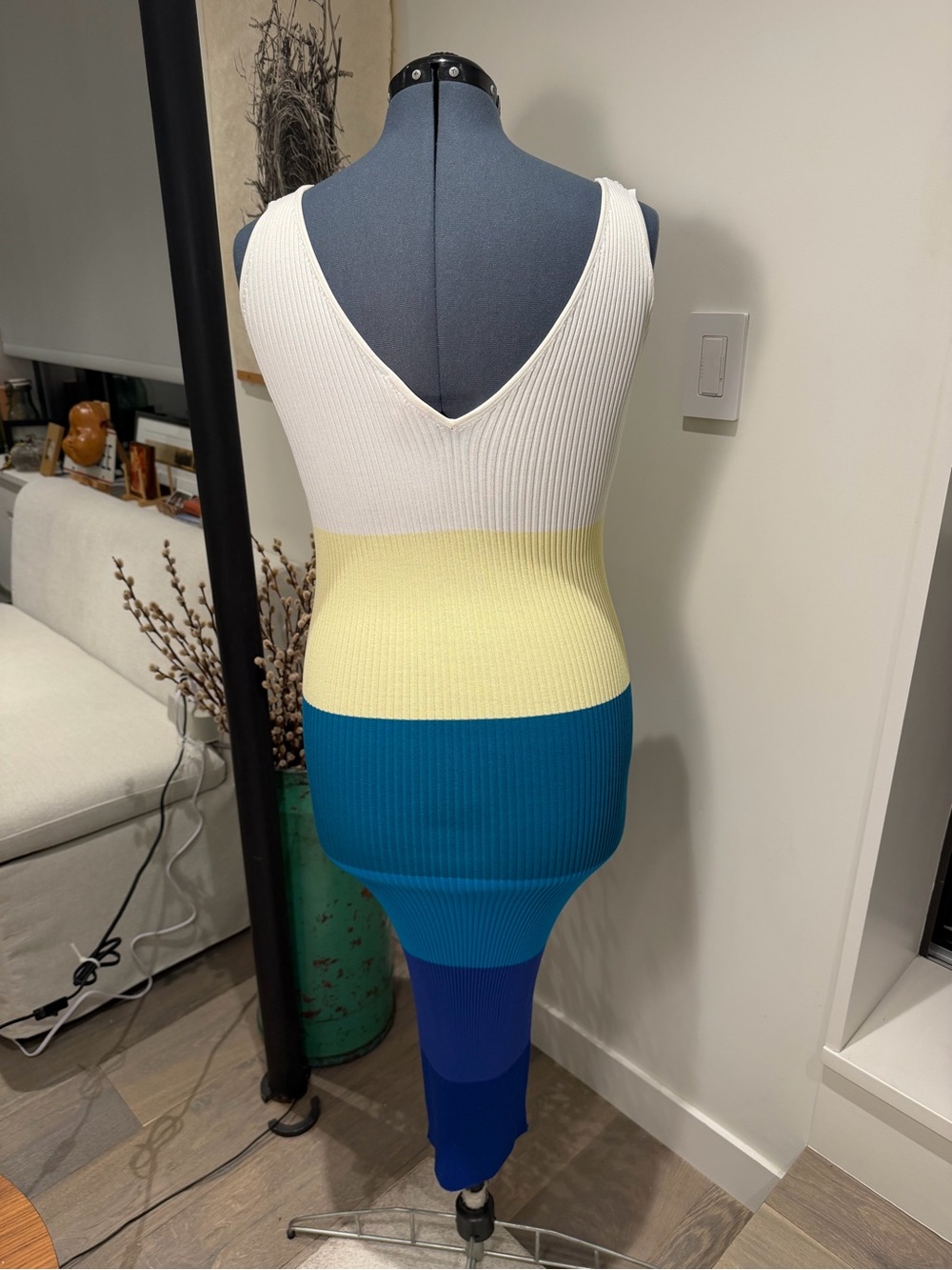 Staud Dana Ribbed Knit Maxi Dress | Pacific Stripe | Altered (fits ~M-L) - Picture 3 of 4